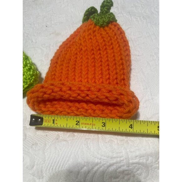 Handmade Baby Pumpkin &‎ Frankenstein Knit Hats Halloween-Themed For Newborns - Picture 4 of 5